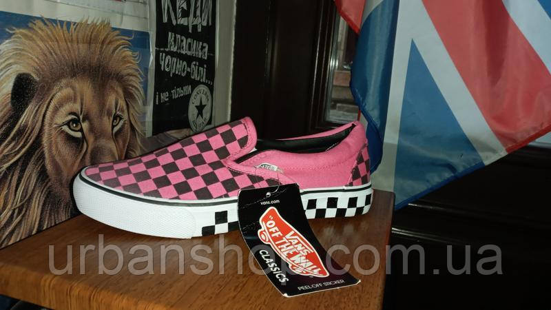 

Vans ванс слипоны сліпони кеди рожеві у клітинку