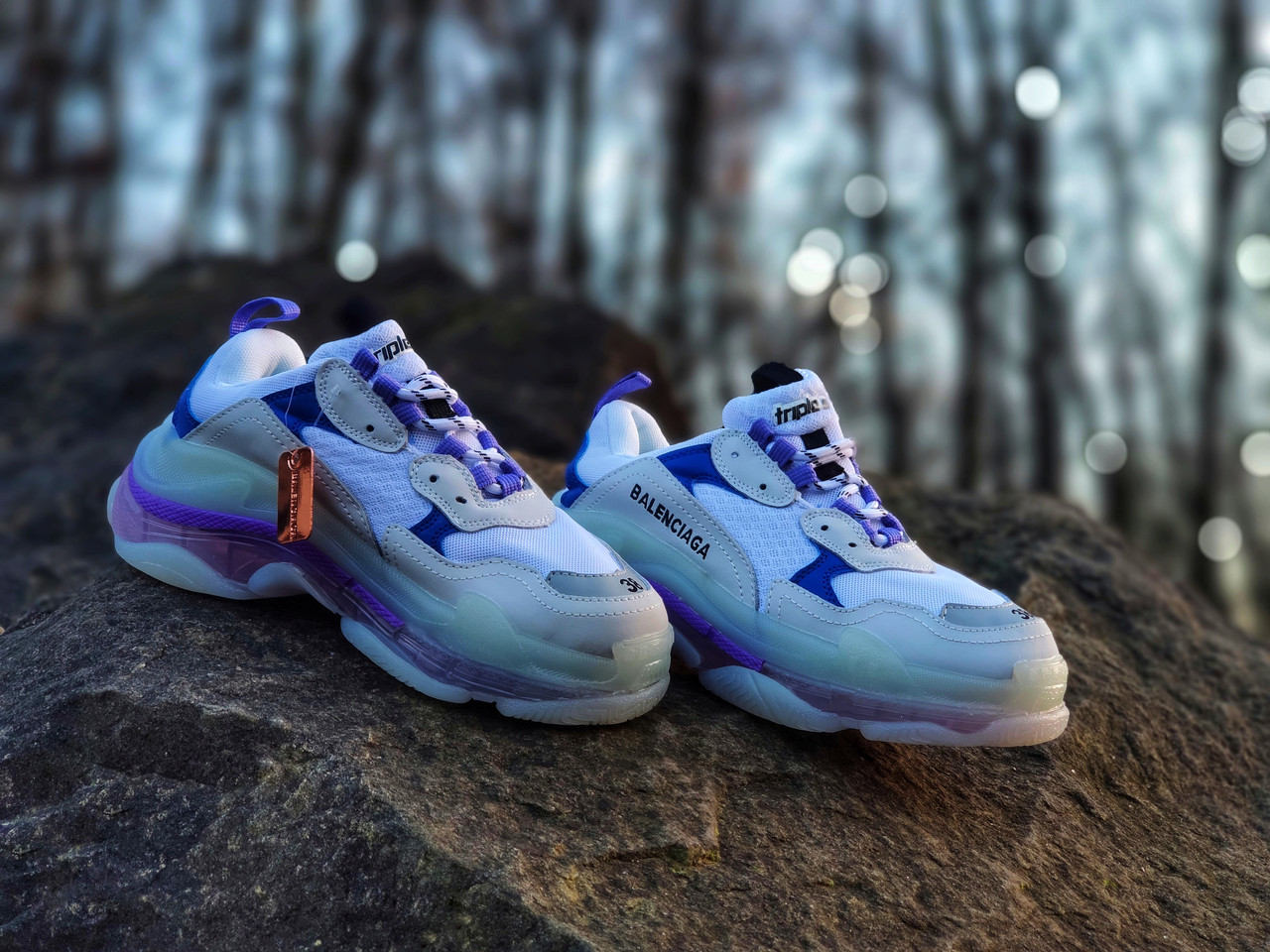 

Balenciaga Triple S Clear фиолетовый, черный, серый, белый, Италия Баленсиага Трипл С 39 (24,5 см), Бордовый