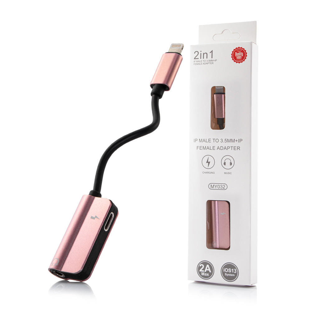 

Bluetooth переходник Lightning 2 в 1, Audio 3.5 мм - Lightning MY032 Rose, См.фотографии