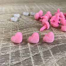 Нос для мягкой игрушки бархатный сердечко 12 мм розовый