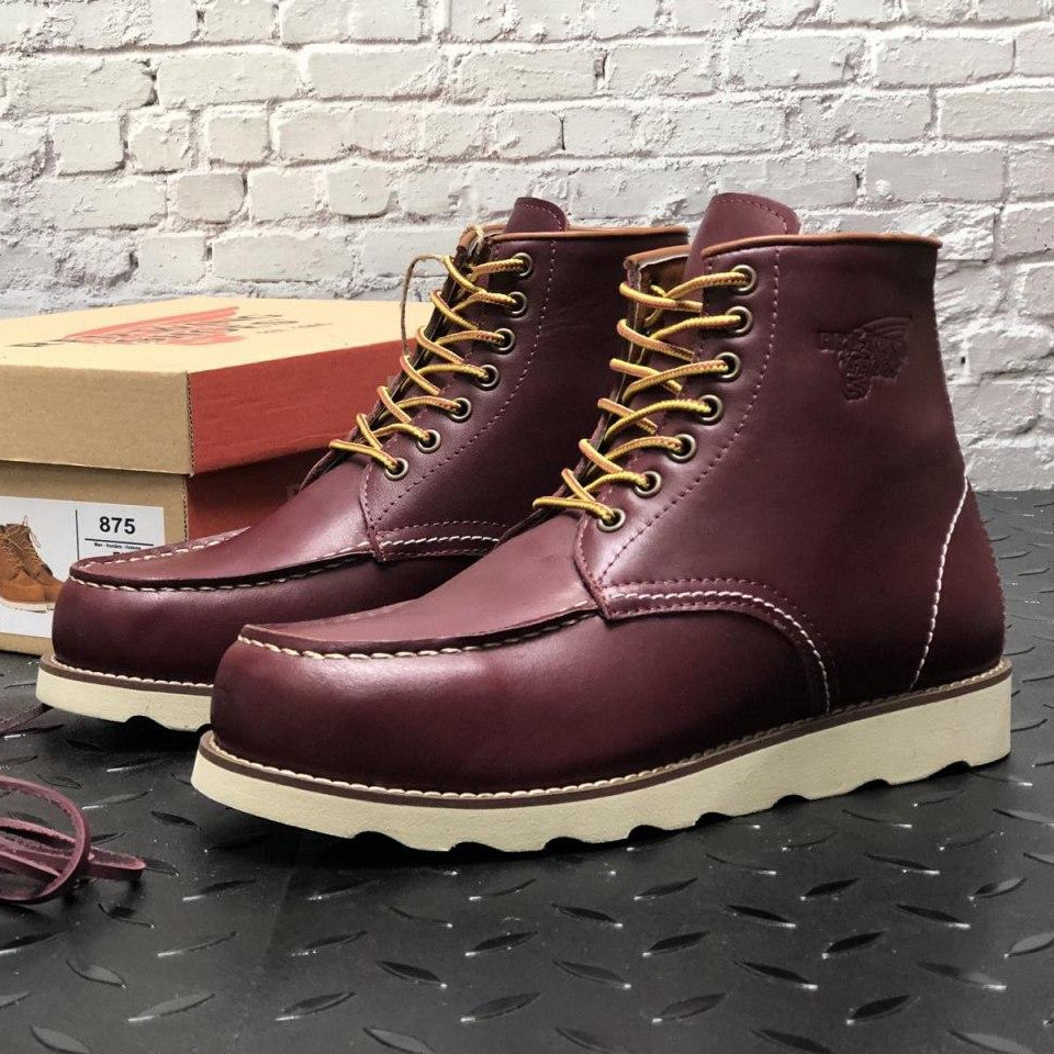 

Мужские зимние ботинки в стиле Red Wing Classic Moc, натуральная кожа, (с мехом), бордовый, США 44