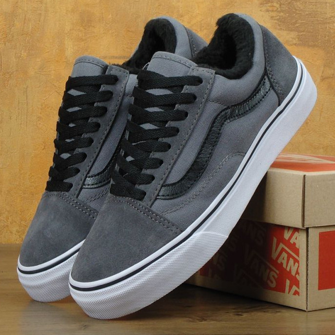 

Мужские зимние кеды в стиле Vans Old Skool, (с мехом), серый, Китай 42