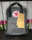Детский рюкзак сумка для девочки, мальчика канкен мини серый с черными ручками Fjallraven Kanken Mini 7 литров, фото 2