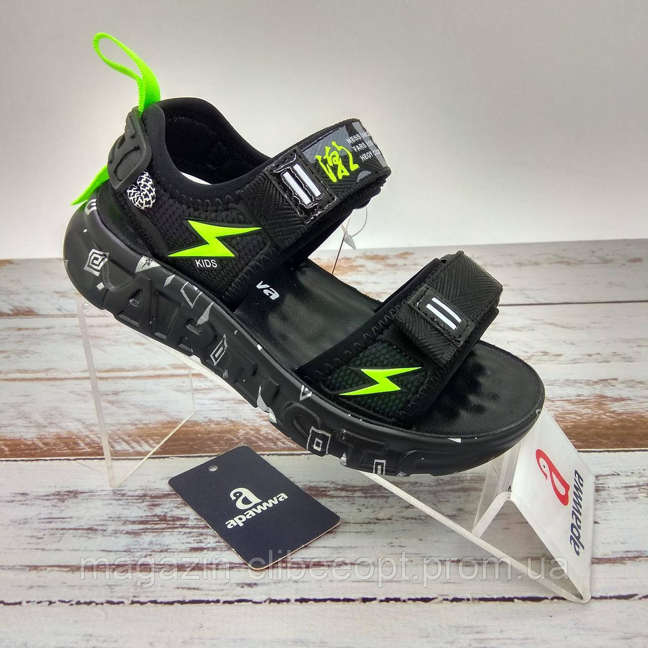 

Детские босоножки оптом Apawwa AX03-1 black-green(р.26-31), Черный