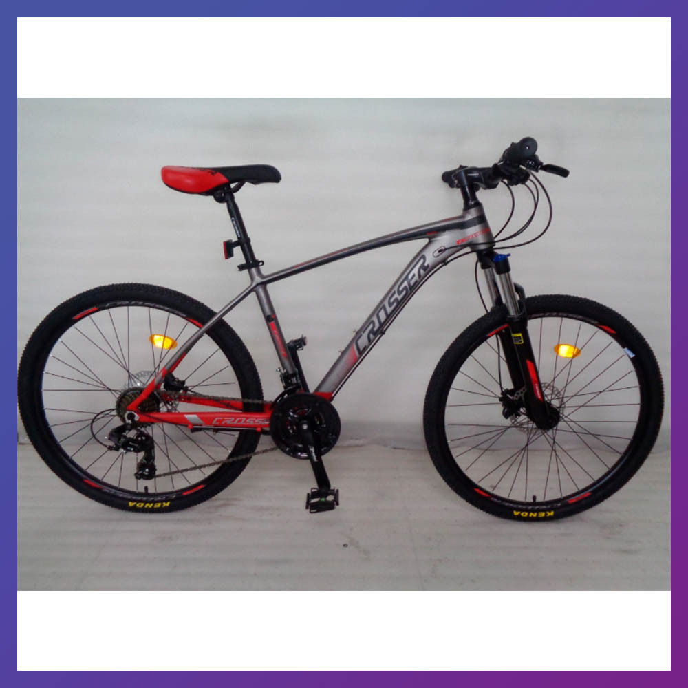 Велосипед гірський двоколісний одноподвесный на алюмінієвій рамі Crosser Quick 26 дюймів 17" рама червоний