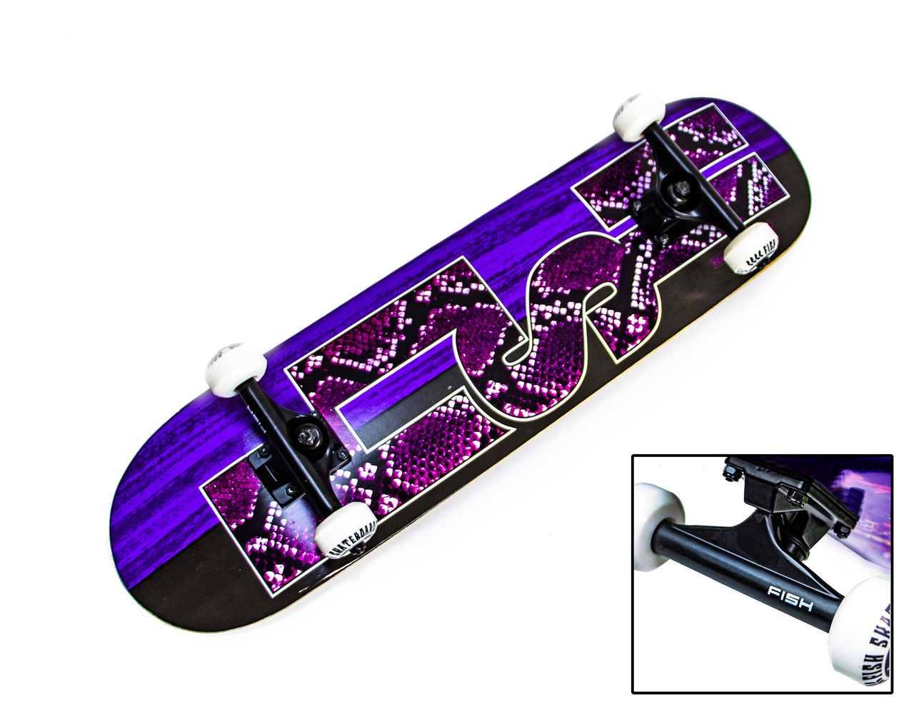 

Профессиональный скейтборд (Скейт) канадский клен Fish Skateboard "Snake Skin", Разноцвет