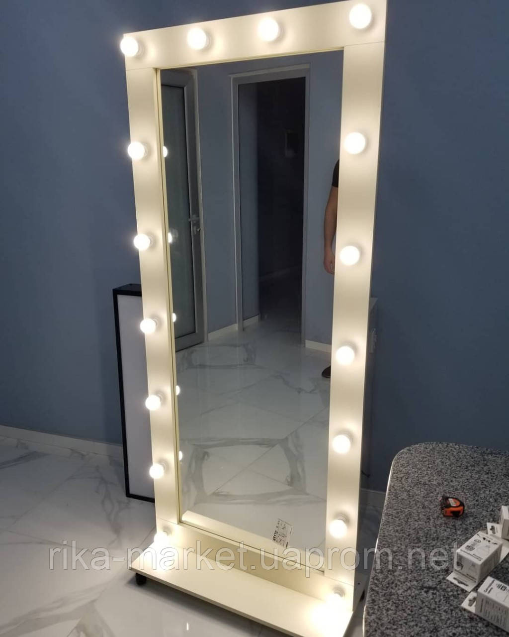 

Гримерное зеркало с подсветкой в полный рост 1800*800, Ваниль