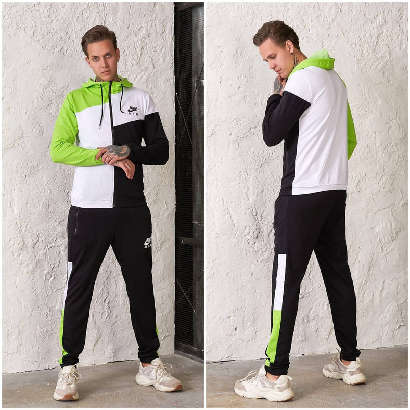 Чоловічий спортивний костюм Nike AIR з двуніткі чорно/лайм (4 кольори) РВ/-42325, фото 2