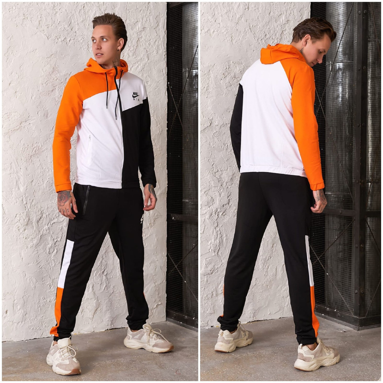 

Мужской спортивный костюм Nike AIR из двунитки черно/серый (4 цвета) РО/-42325 50, Оранжевый