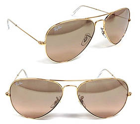 Чоловічі сонцезахисні окуляри в стилі RAY BAN aviator 3026 (001/3E) Lux