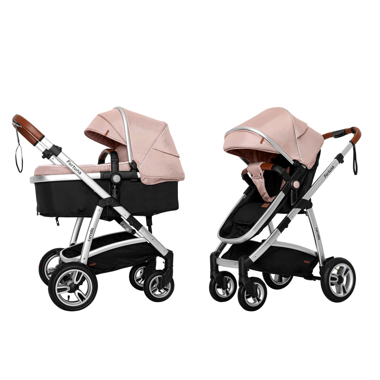 

Коляска универсальная CARRELLO Fortuna CRL-9001/1 Coral Pink 2в1 c матрасом +дождевик L /1/