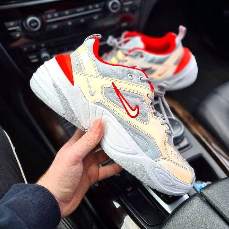 

Nike M2K Tekno Silver Red | кроссовки мужские и женские; рефлективные; красные/белые; осенние/весенние 43, Серебристый