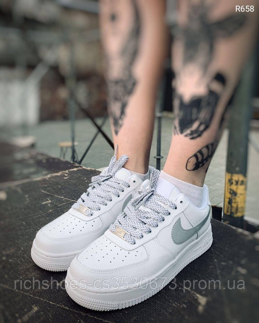 

Nike Air Force white Reflective (Топ качество) Жіночі кросівки, Голубой