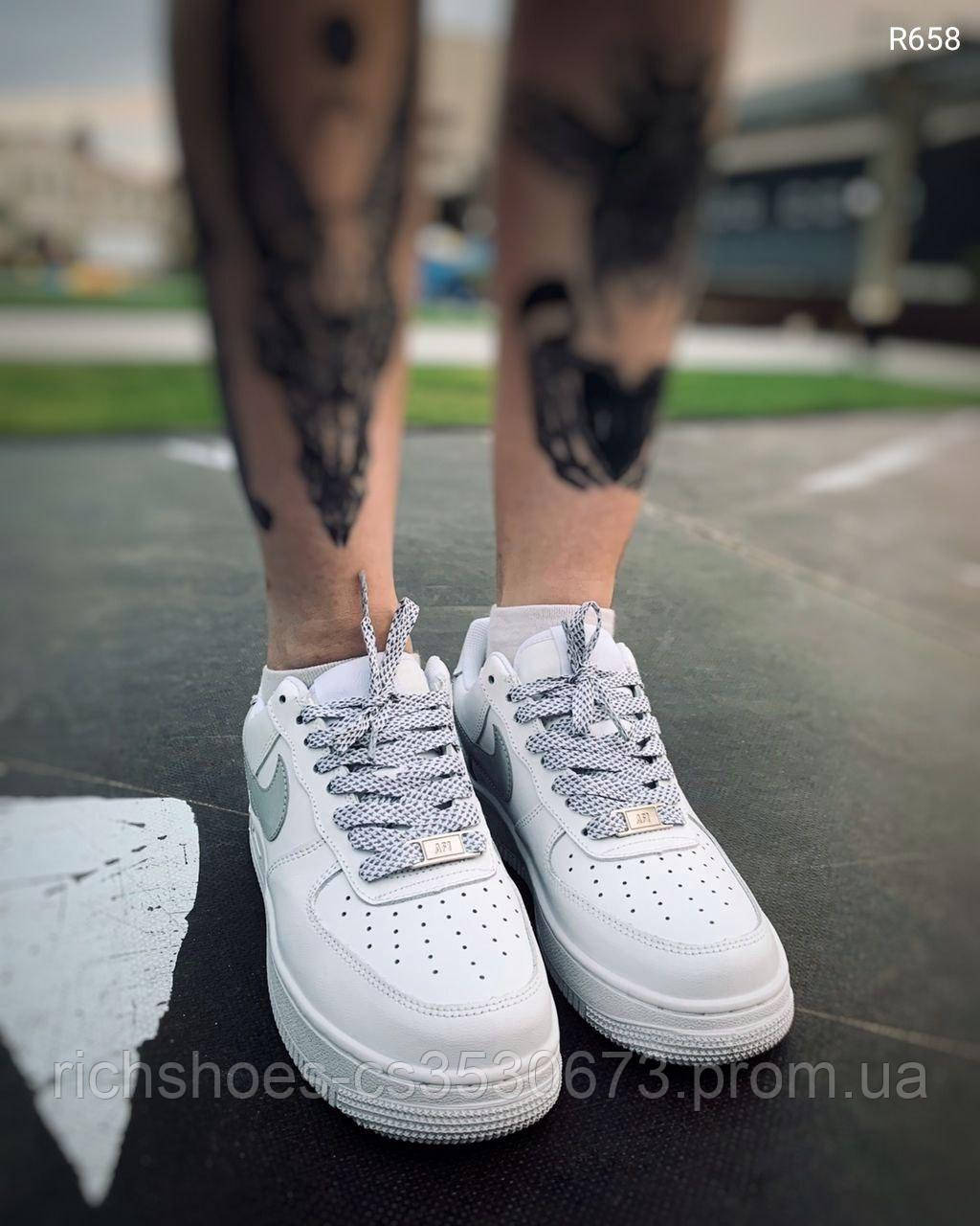 

Nike Air Force white Reflective (Топ качество) Жіночі кросівки 38 (24 см), Голубой