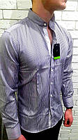 МОДЕЛЬНАЯ приталенная рубашка воротник-стойка DECIBELL (размер M, L, XL, XXL, XXXL)