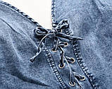 Стильный женский джинсовый сарафан на шнуровке, фото 5