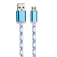 Usb кабель Led Cable micro Usb с подсветкой blue (FG)