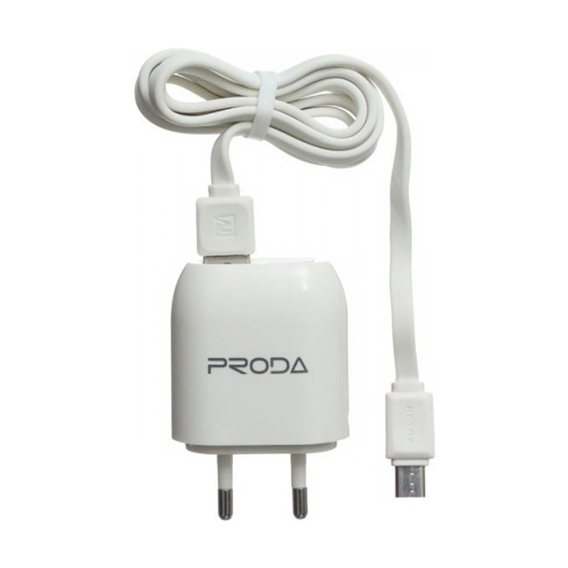 

Сетевое зарядное устройство Remax 2USB 2.1A + Micro USB Cable RP-U21 White, Белый