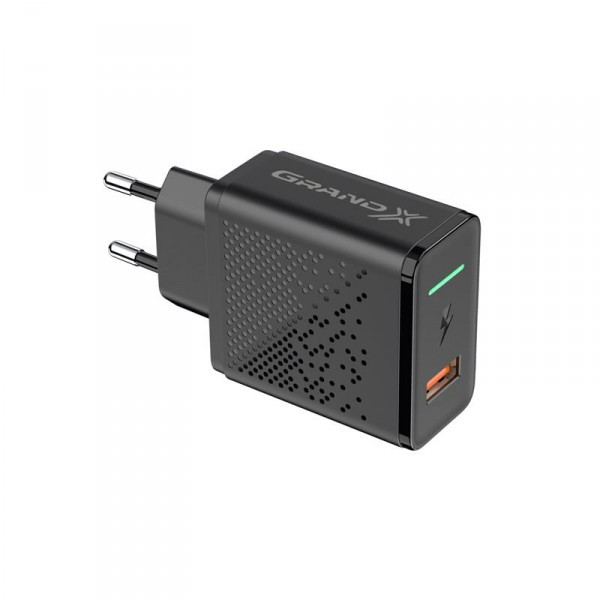 

Сетевое зарядное устройство Grand-X Fast Charge 5-в-1 QC 3.0, AFC, SCP, FCP, VOOC (1хUSB, 22.5W) Black, Черный