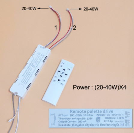 

№102 Драйвер с bluetooth и регулятором яркости + пульт Драйвер 20-40Wx4 260mA 60-135V (2x3pin - три режима)