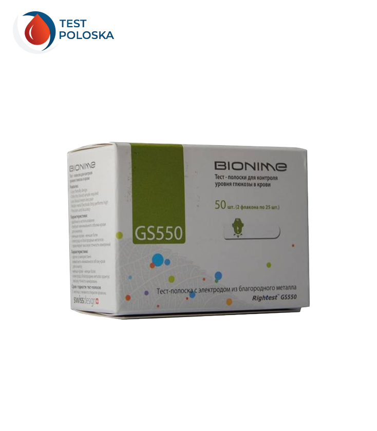 

Тест полоски Бионайм 550 (Bionime Rightest GS550) (ELSA)