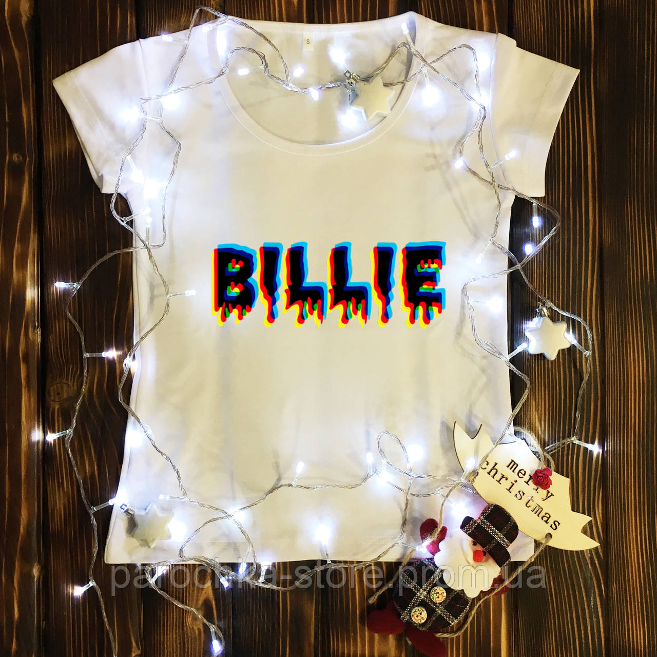 

Женская футболка с принтом - Billie, Белый