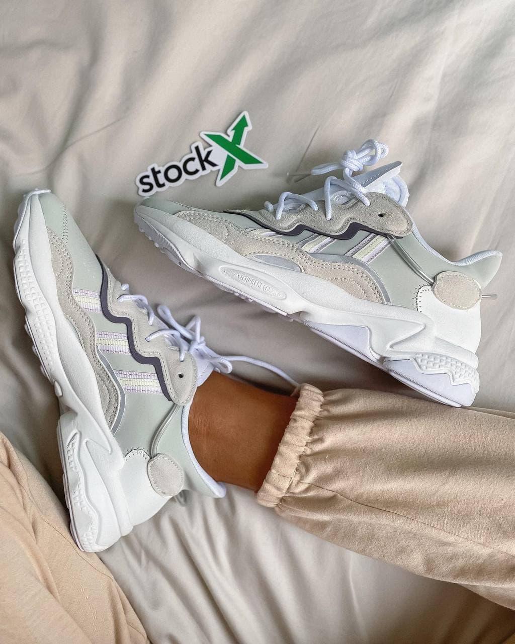 

Женские кроссовки Adidas Ozweego White Grey / Адидас Озвиго Белые Серые 37, Бежевый