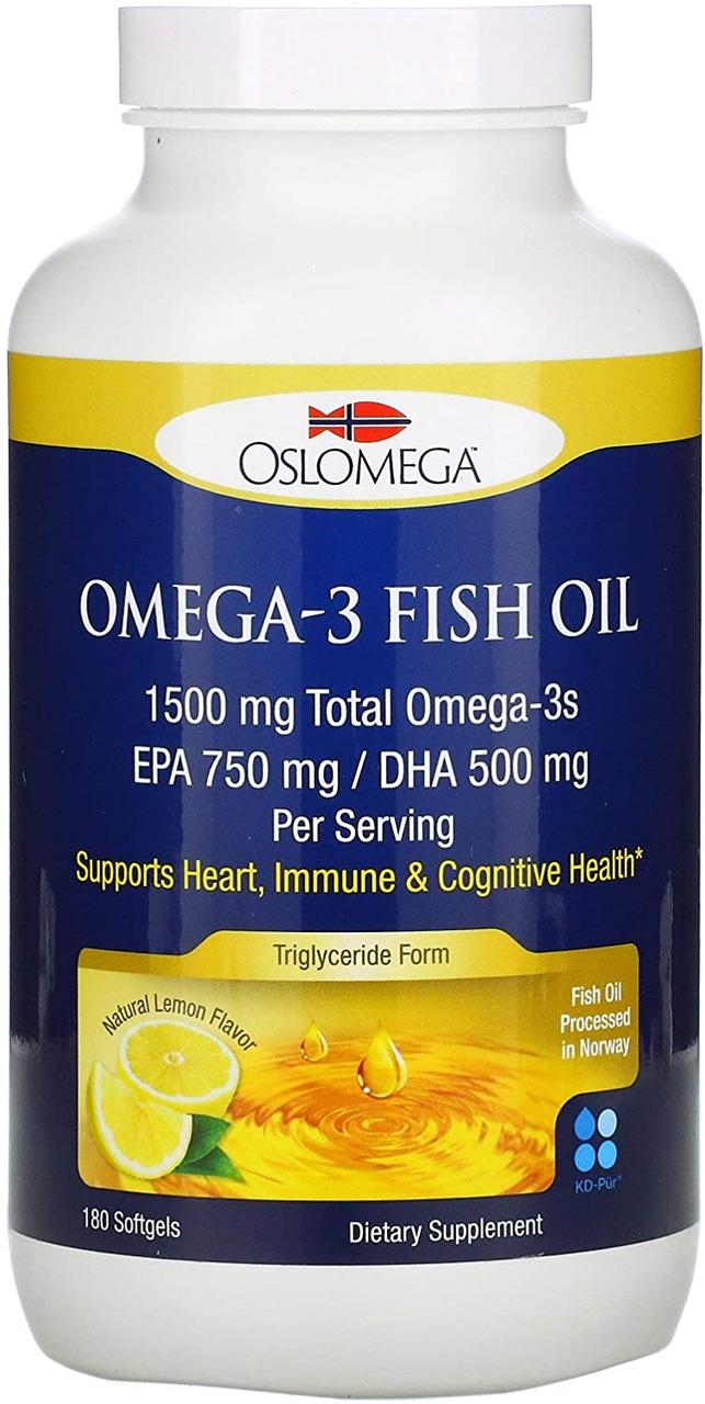 

Oslomega Omega-3 Fish Oil 180 капсул из рыбьего желатина