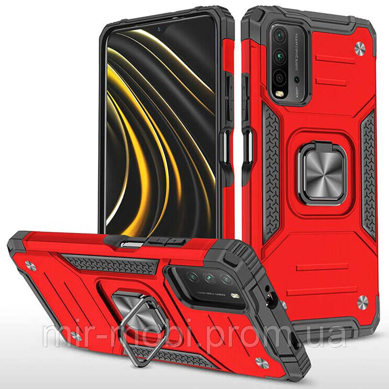 

Ударопрочный чехол Union Ring for Magnet для Xiaomi Redmi Note 9 4G / Redmi 9 Power/Redmi 9T, Красный