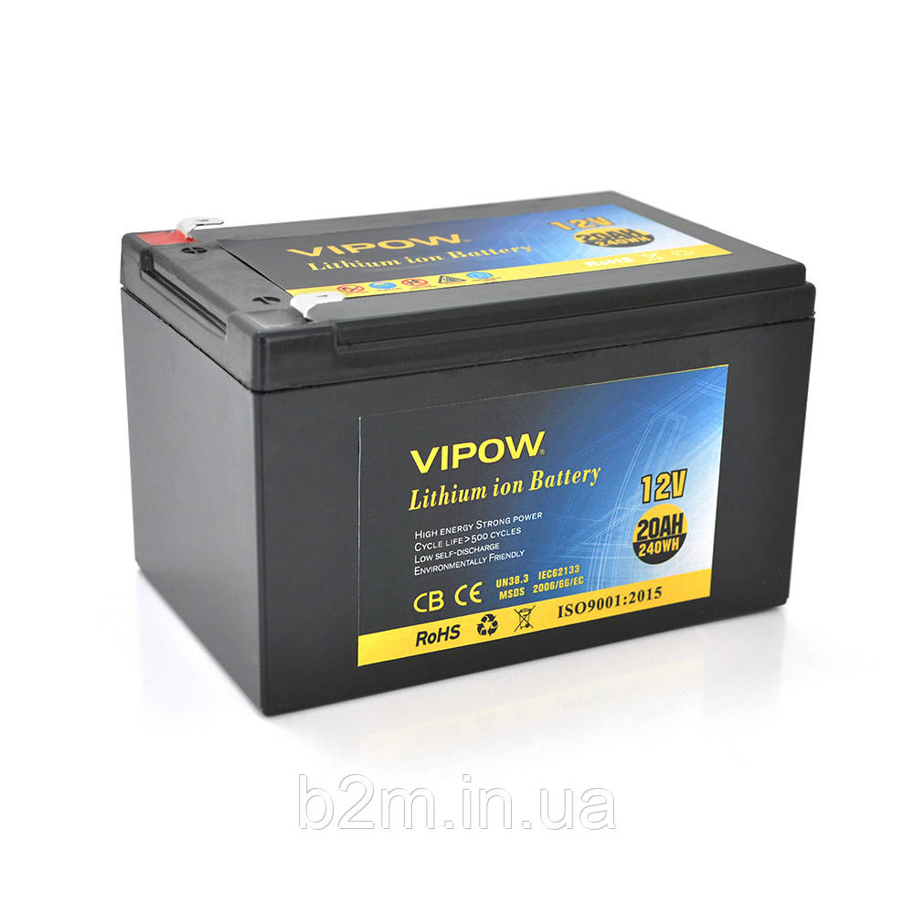 

Аккумуляторная батарея литиевая Vipow 12 V 20A с элементами Li-ion 18650 со встроенной ВМS платой, (3S10P)