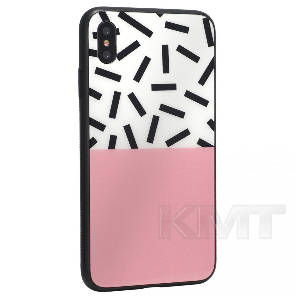 

Glass with print TPU Case — iPhone Xs MAX — White Pink