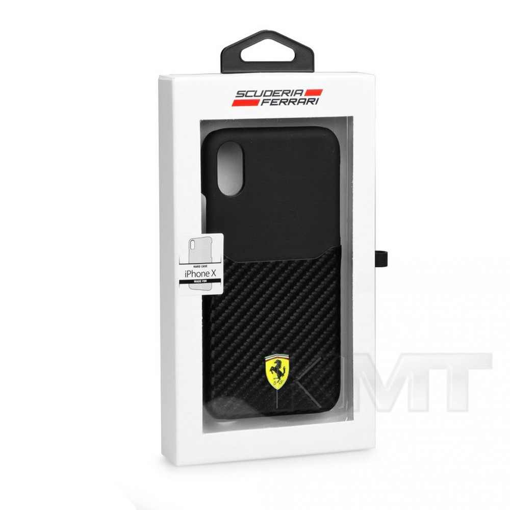 

Ferrari SF Carbon with Card Slot Hard Case — iPhone X ; Xs — Black