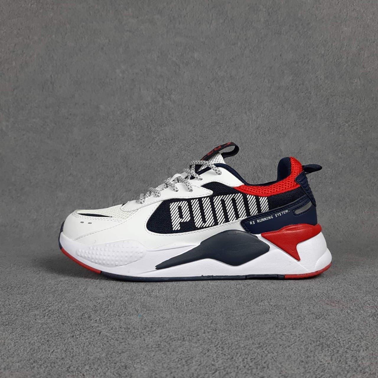 

Мужские кроссовки Puma RS-X (Белые с синим и красным) O10432 демисезонные спортивные кеды, Белый