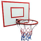 Щит баскетбольний дитячий (600х450мм) Затишок Спорт з кільцем, сіткою і гаками, фото 4