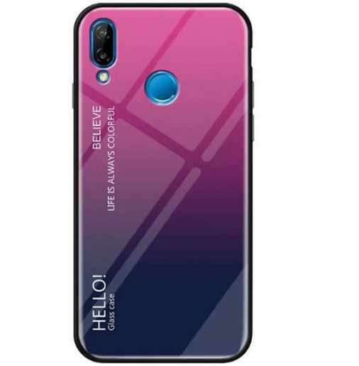 

TPU+Glass чехол Gradient HELLO для Xiaomi Redmi Note 7 / Note 7 Pro / Note 7s, Малиновый