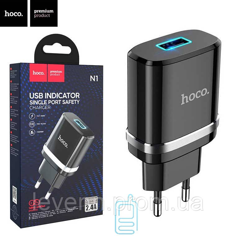 

Сетевое зарядное устройство Hoco N1 1USB 2.4A black, Черный