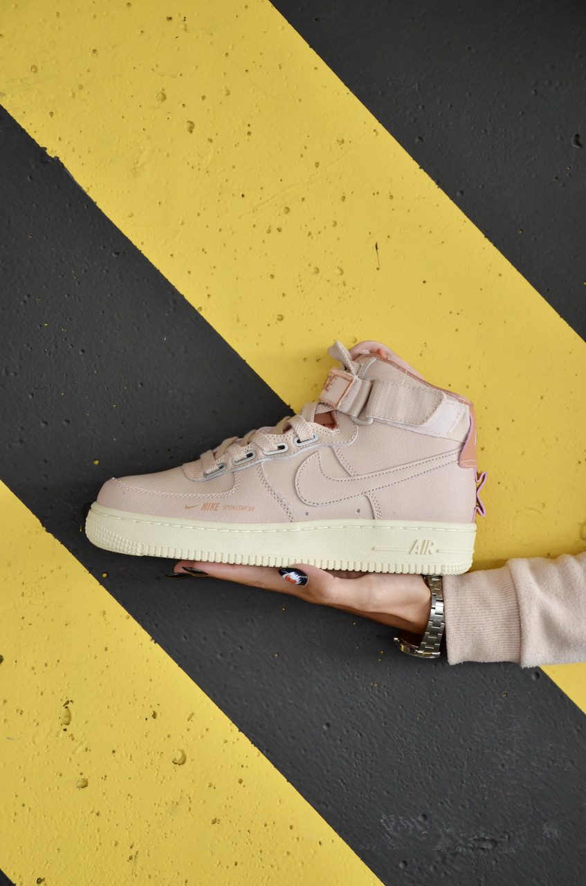 

Женские кожаные кроссовки Nike Air Force 1 High Utility Pink, Розовый