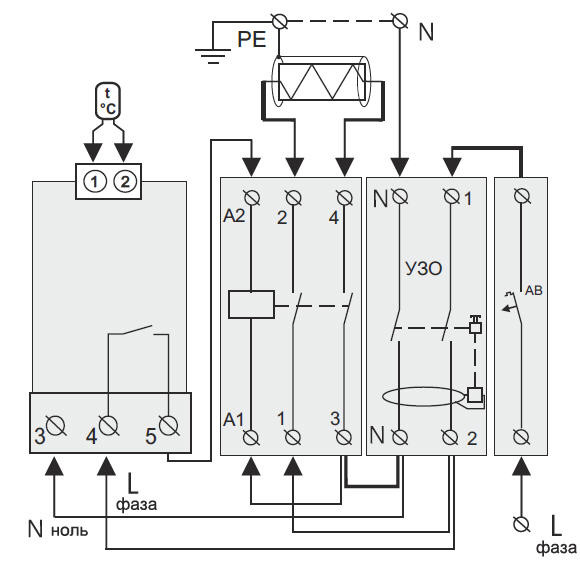 Варианты подключений терморегулятора к системе «тёплый пол», фото3