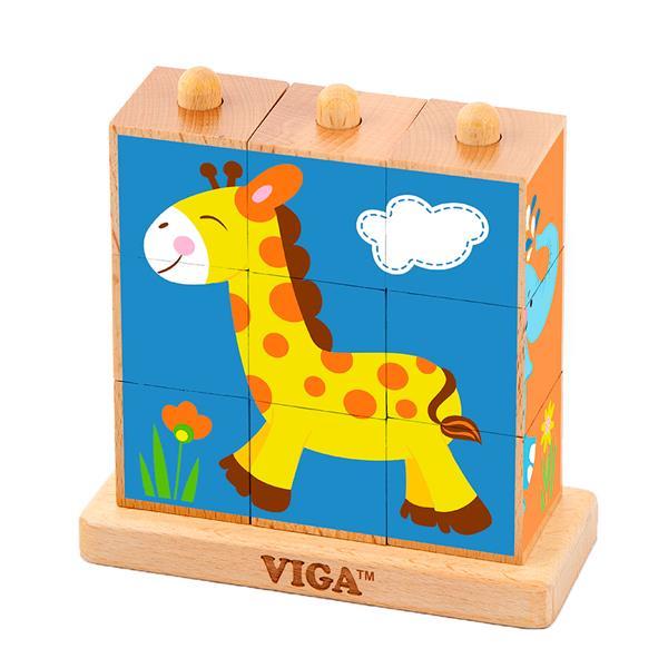 

Дерев'яні кубики-пірамідка Viga Toys Звірята (50834)