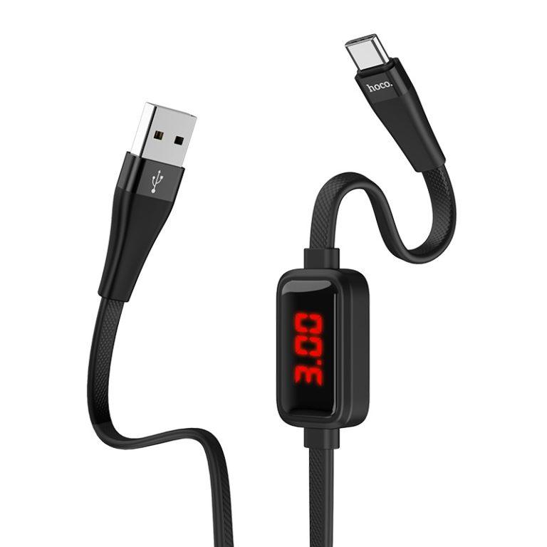 

Кабель для зарядки телефона с таймером зарядки USB Type-C Android HOCO S4 120см |3A| Черный