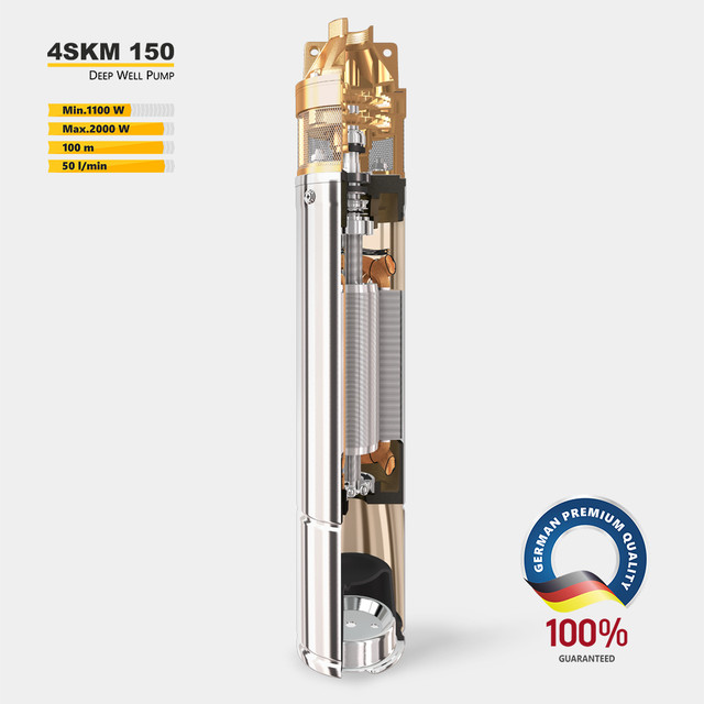 Глибинний насос 4SKM-150, потужність хв. 1100 Вт, макс. потужність 2000 Вт Глибинний насос 4SKM-150,