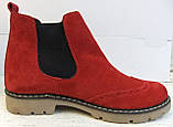 Оксфорд женские красные замшевые ботинки челси без каблука  весна осень демисезонные, фото 4