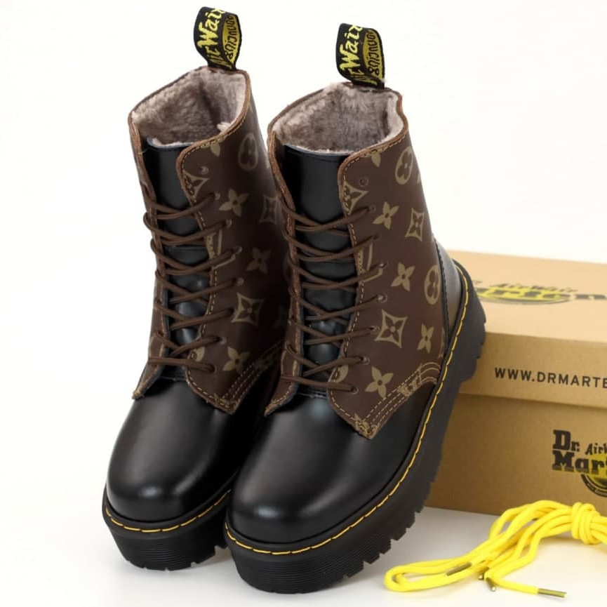 

Женские зимние ботинки в стиле Dr.Martens & LV, кожа, (с мехом), черный, коричневый, Великобритания 41, Разные цвета