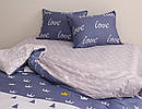 Гарний 1,5-спальний комплект постільної білизни сатиновий з компаньйоном S418, фото 3