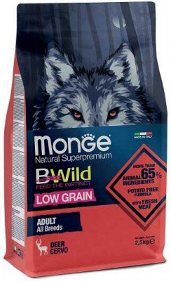 Monge (Монж) BWild Low Grain All Breeds Adult Deer Низкозерновой корм для взрослых собак с олениной 2,5 кг