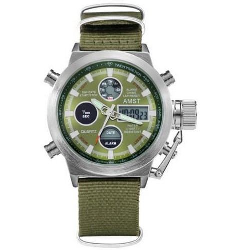 

AMST 3003 Silver-Green Green Wristband