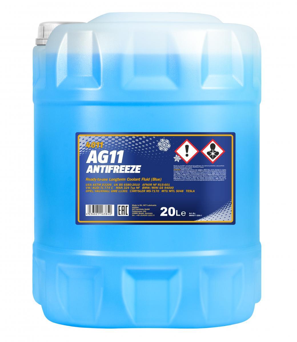 

20л MANNOL 4011 Longterm Antifreeze AG11 -40°C антифриз готовый синий (охлаждающая жидкость)