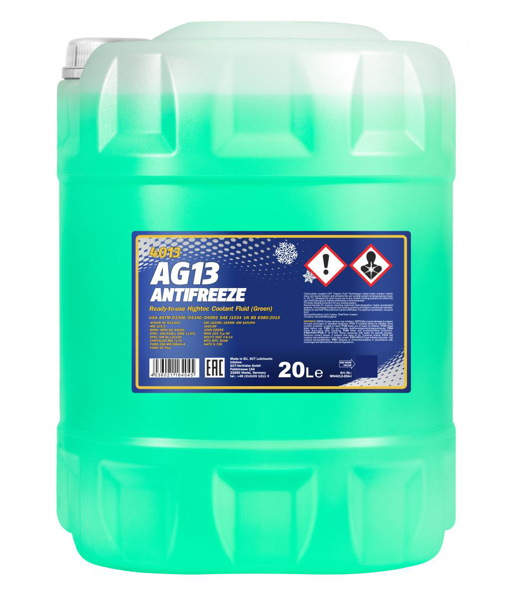 

20л MANNOL 4013 Longterm Antifreeze AG13 -40°C антифриз готовый зеленый (охлаждающая жидкость), Зелёный