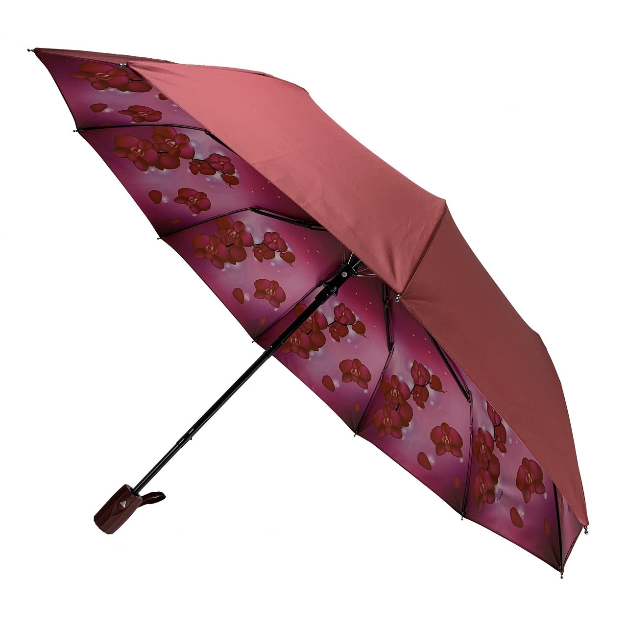 

Женский складной зонт-полуавтомат с двойной тканью Flagman Бордовый (516-2)