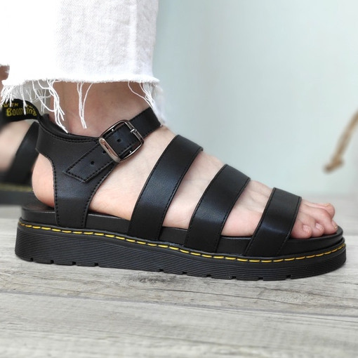 

Женские сандалии в стиле Dr. Martens Blaire Hydro Leather Gladiator Sandals, натуральная кожа, черный, Вьетнам